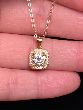 Moissanite 1.0 ct Gold Plated Sterling Silver Necklace